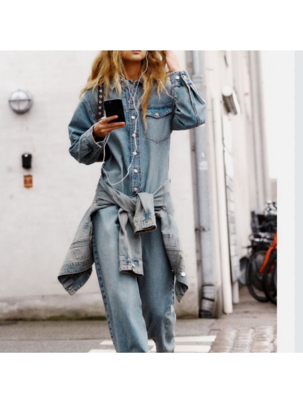 Zara Trf Long Denim Jumpsuit Women's Size S